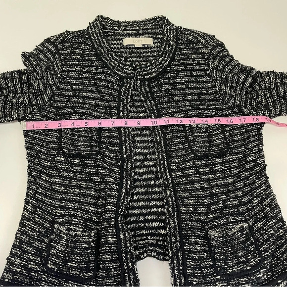 Loft Sweater Womens Small Black White Knit Round Neck Cardigan - Picture 7 of 8